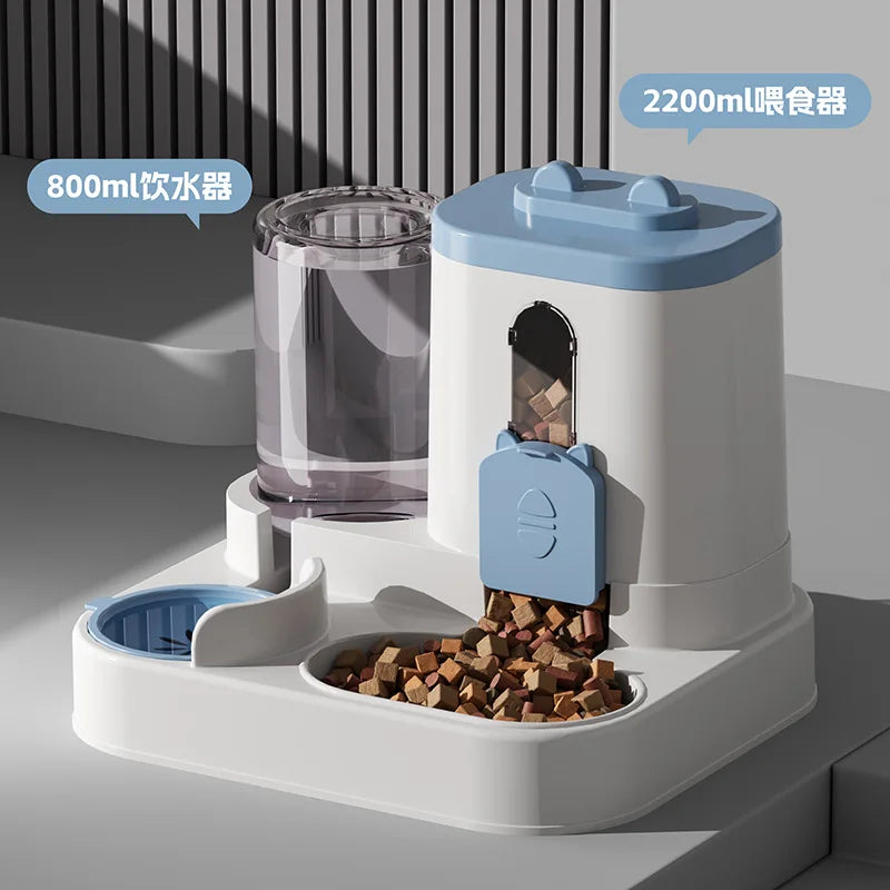 Cat Bowl Automatic Feeder with Spill Proof Design with Water Fountain