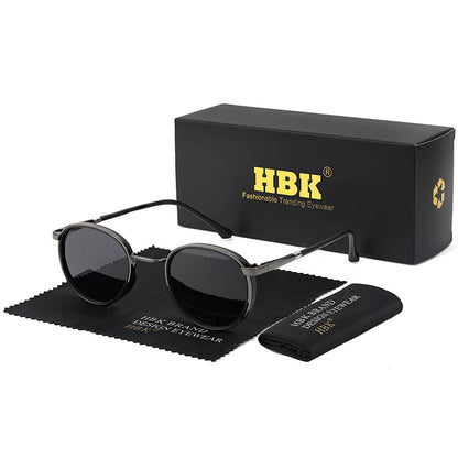 HBK TRetro Punk Men's Polarized Sunglasses Round Design