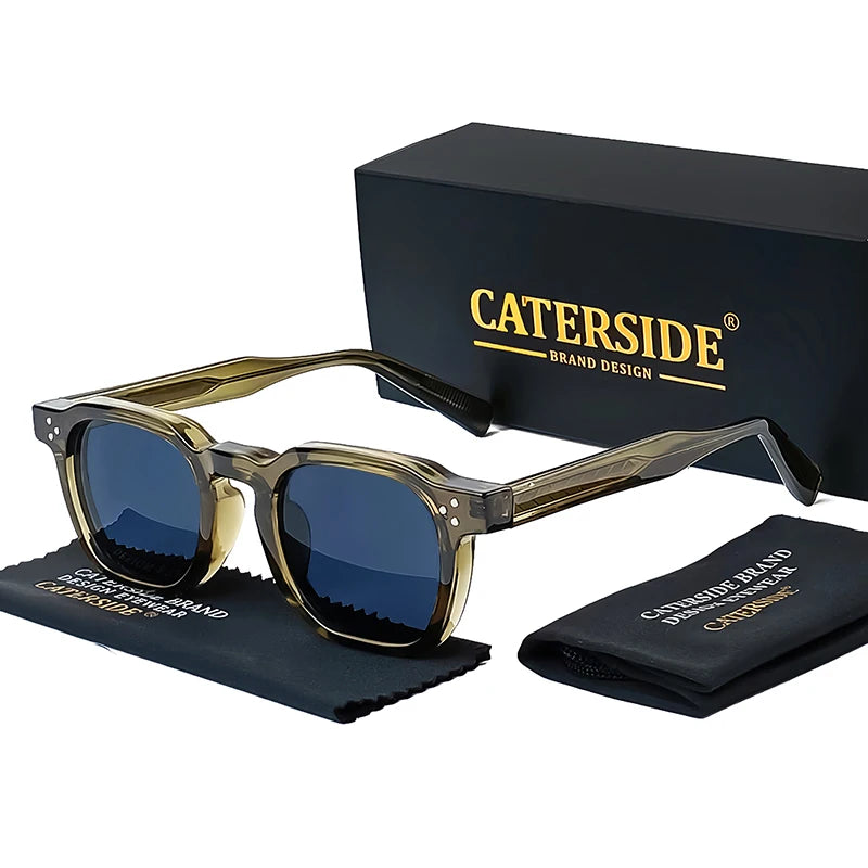 CATERSIDE Retro Punk Men Sunglasses Small Frame Square