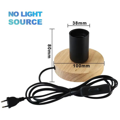 Modern Wood Table Lamps E27 Retro Desk Decora Light