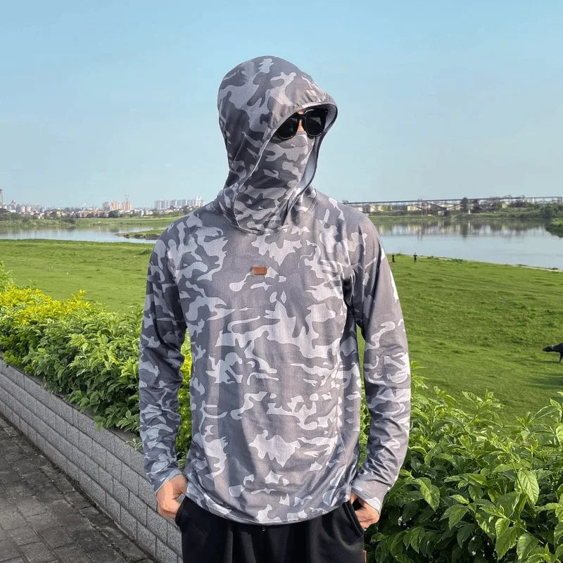 Men's Summer Outdoor Cycling Fiing Sun Protection Ice Silk