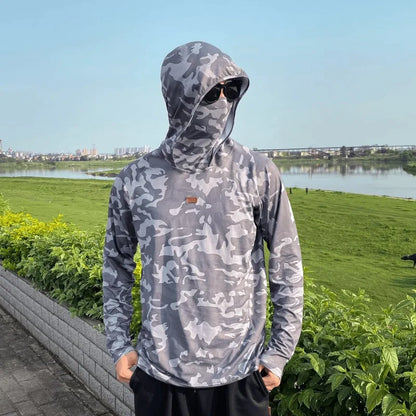 Men's Summer Outdoor Cycling Fiing Sun Protection Ice Silk