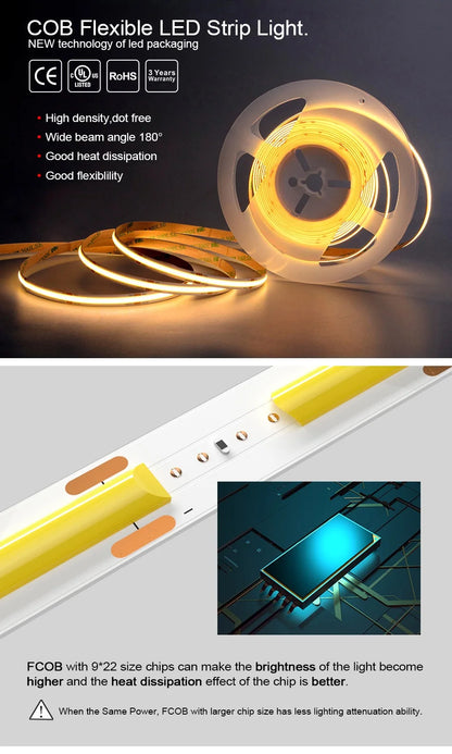 High Density Flexible Tape Ribbon 3000-6500K RA90 Led Lights