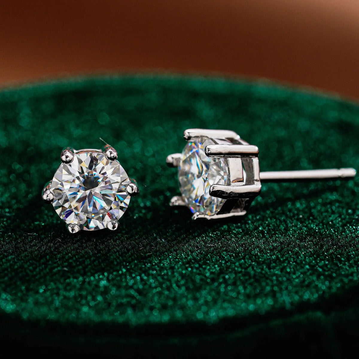 925 Silver Round Moissanite Stud Earrings