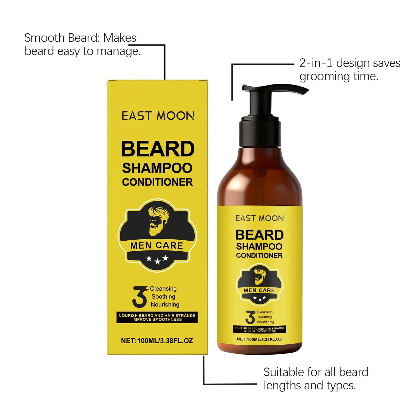 Natural Plant Extract Hair Care Set For Men 2in1 Beard Care