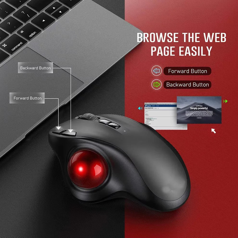 Wireless Trackball Ergonomic Mouse Rechargeable