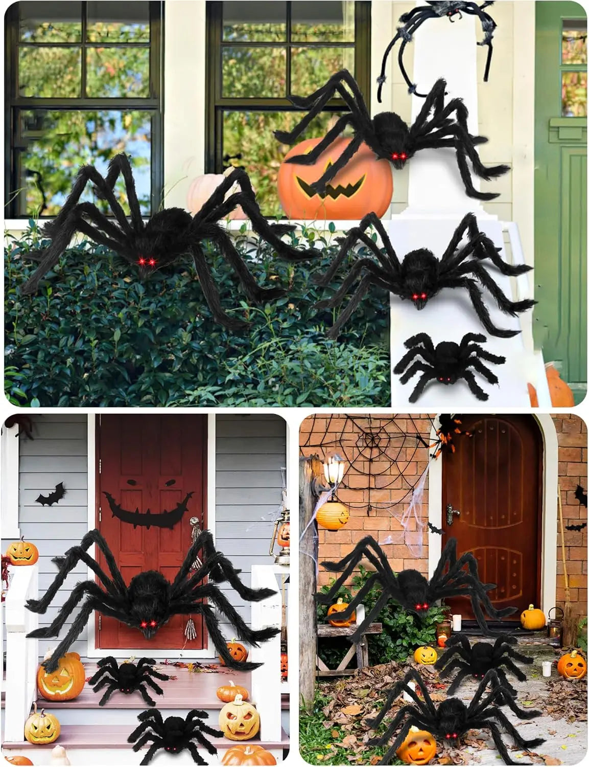 Giant Black Plush Spider Halloween Decoration Props