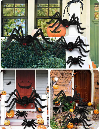 Giant Black Plush Spider Halloween Decoration Props