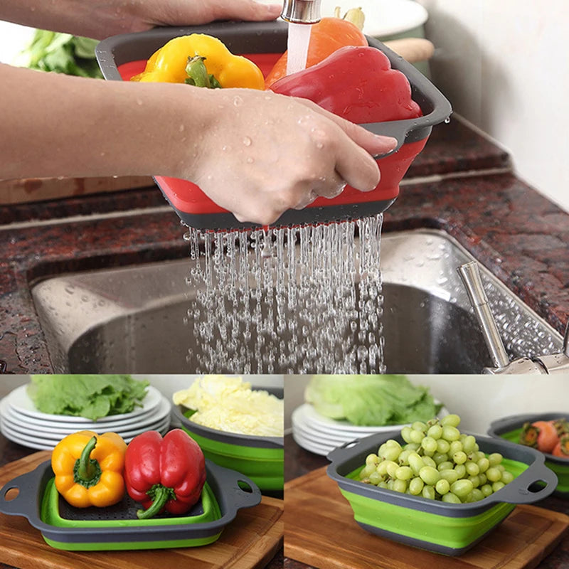 Silicone Folding Drainer Basket Portable Kitchen Strainer