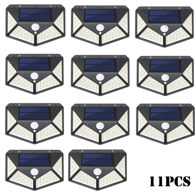 Solar Lights Outdoor 100 LED Wall Lamp Motion Sensor Lights