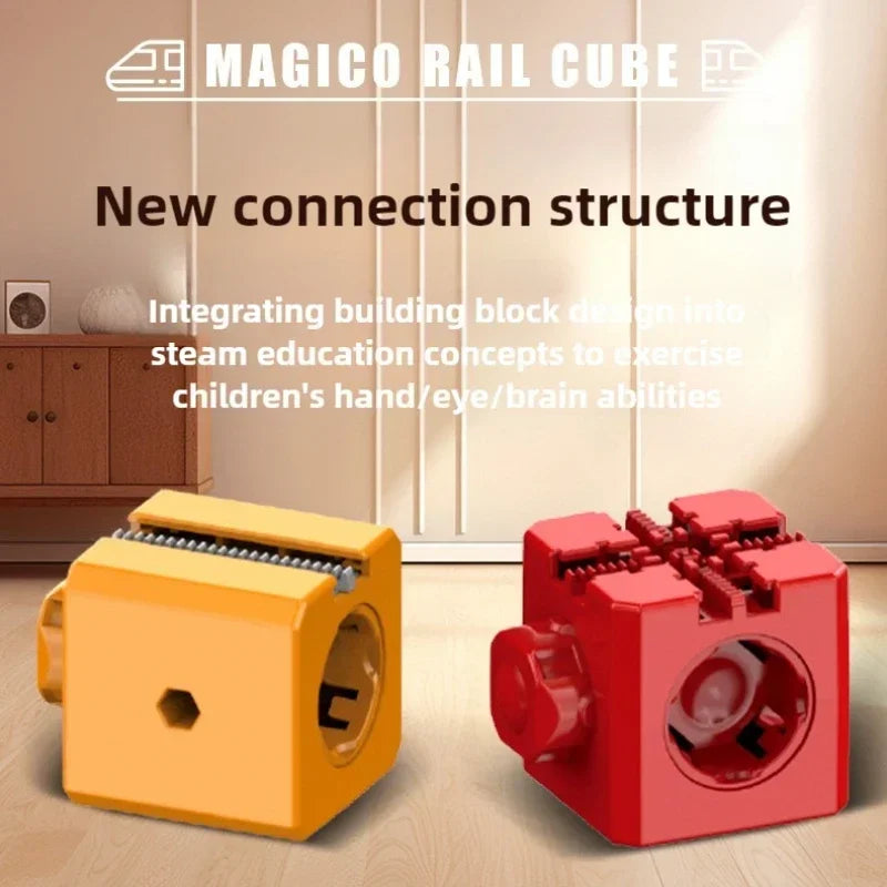 Kids Magnetic Rail Car Cube Toys Educational Toy
