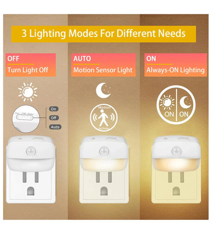 LED Night Light Motion Sensor EU Plug Lamp Nightlights