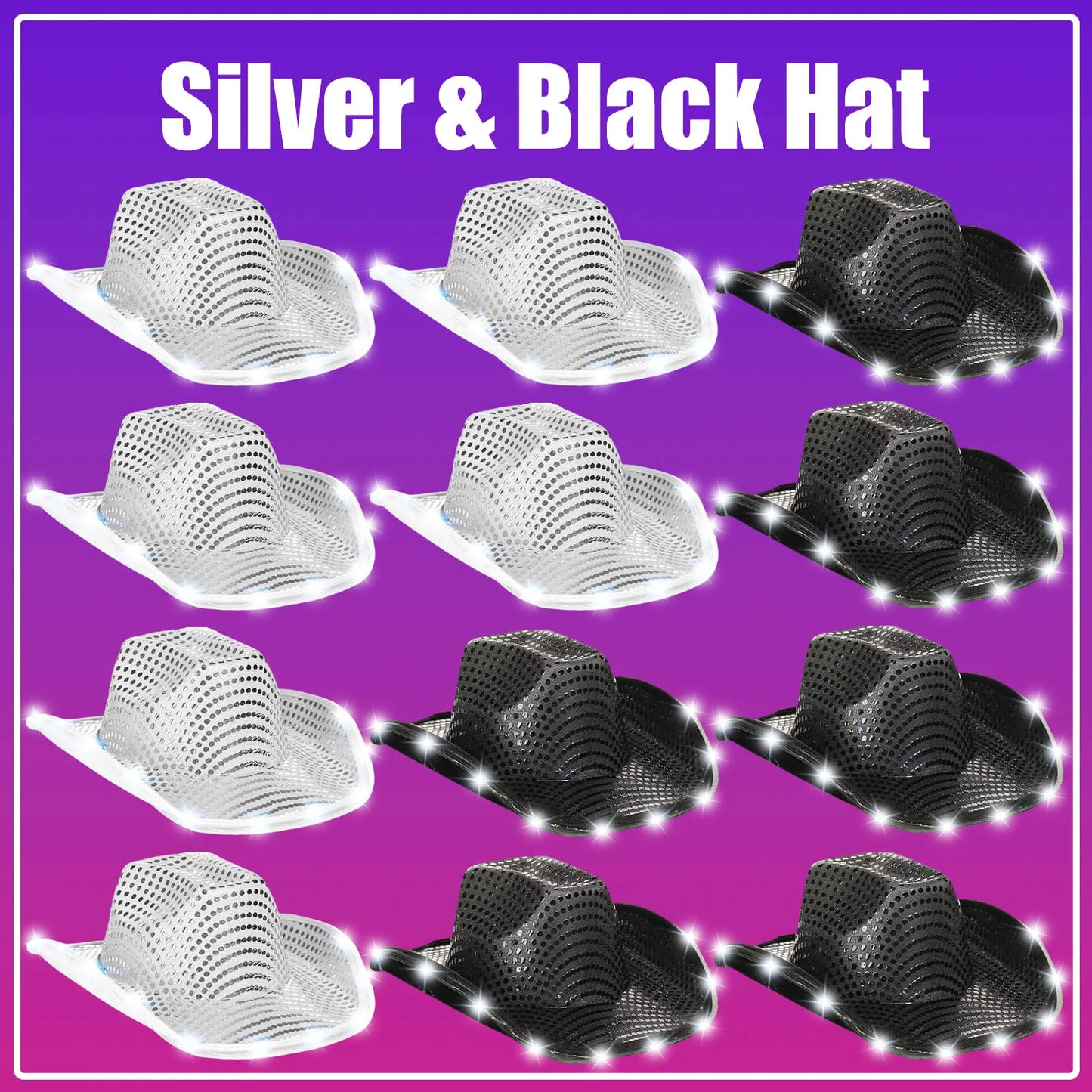 LED Cowboy Hats Wedding Hats Bulk Light up Cowboy Hats
