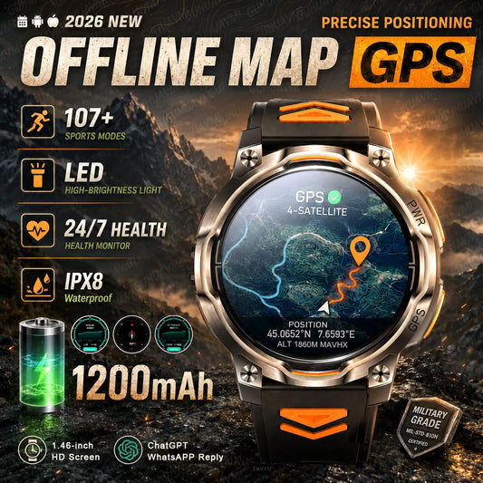 New GPS Map Smart Navigation Watch 1200mAh Battery