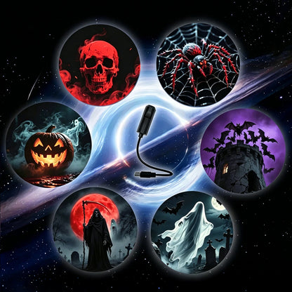 USB Halloween Projector Light 6 Patterns Mini LED Spooky