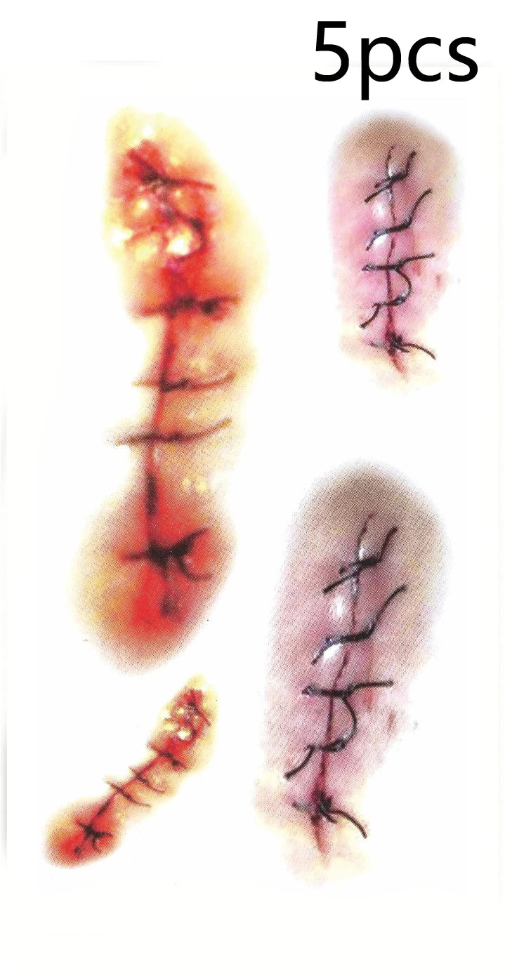Halloween Scar Temporary Tattoo Stickers Red Blood Clot Face