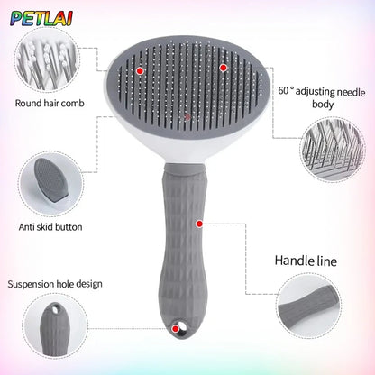 Pet Hair Removal Comb Self-Cleaning Cat Grooming Supplies
