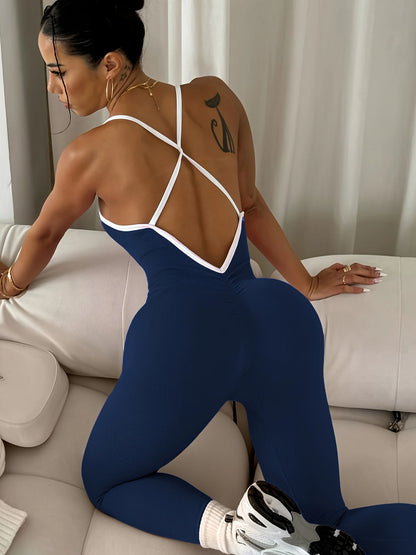 Girls Pink Sports Jumpsuit Running One Piece Bodysuit