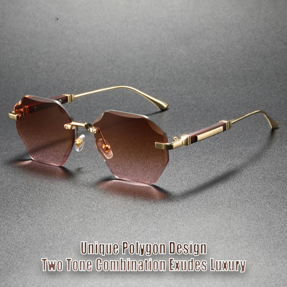 Man Woman Sunnies Fashion Unisex Rimless Sunglasses