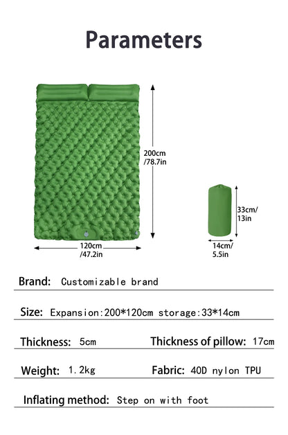 Outdoor Camping Double Inflatable Mattress Extra Wide