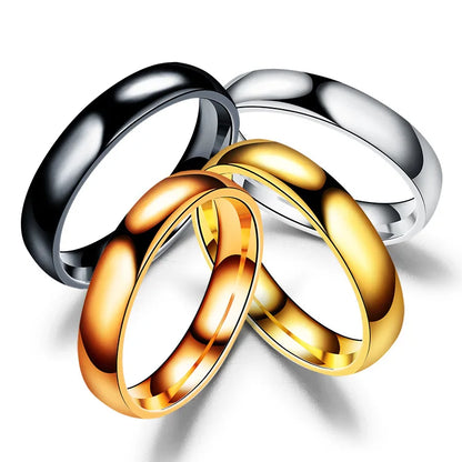 Simple 4mm 6mm Titanium Ring Women Men Prevent Allergy