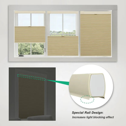 High Quality Color-Matched No Drill Honeycomb Blinds For Windows