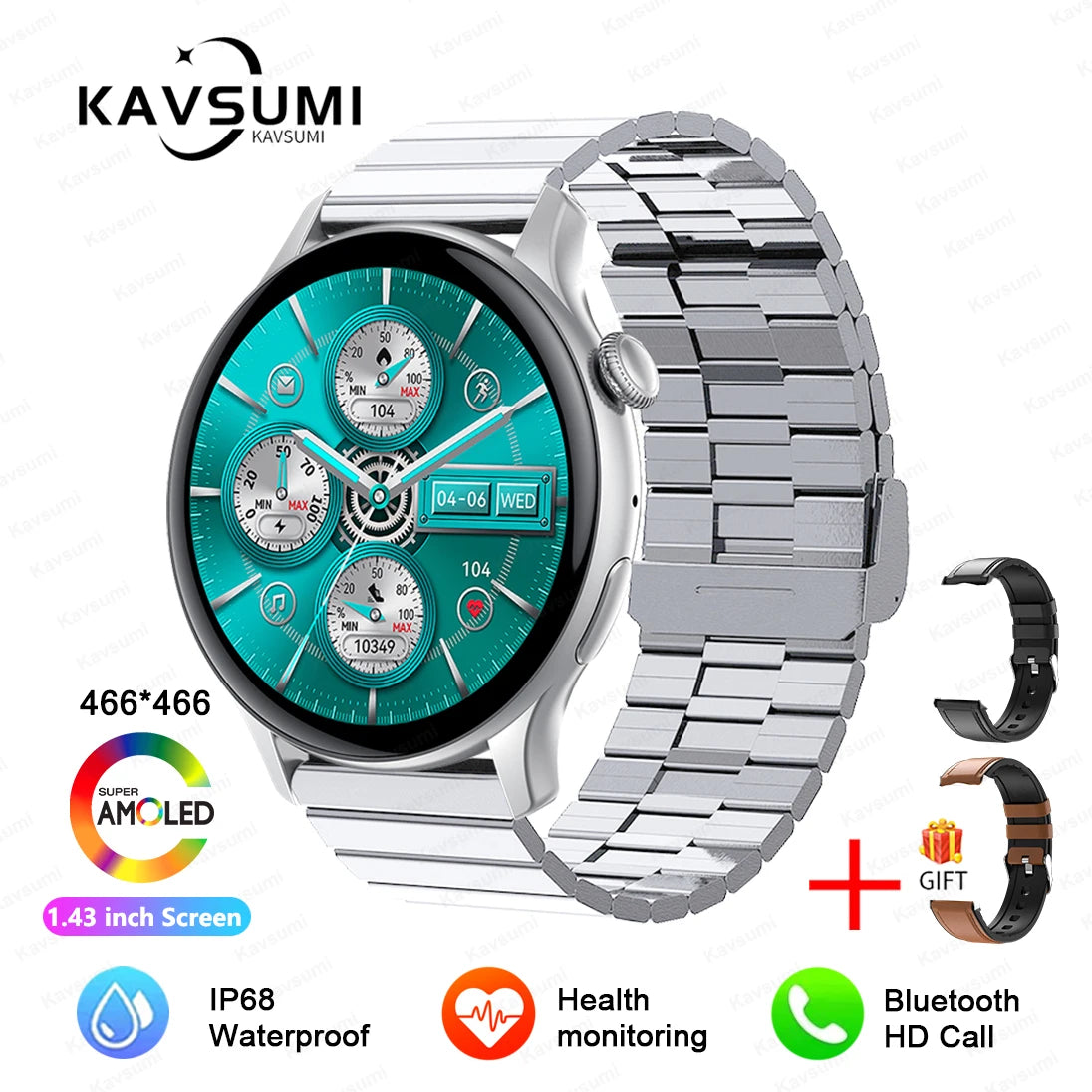 NFC Smart Watch Amoled HD GPS Track Sports Heart Rate