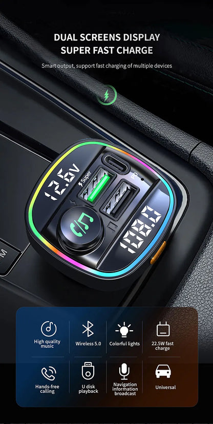 Bluetooth 5.0 FM Transmitter Handsfree Car Radio Modulator