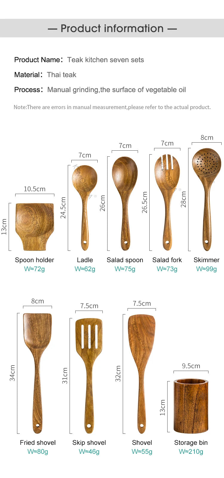 Wooden Spoons For Cooking, Wooden Utensils Set