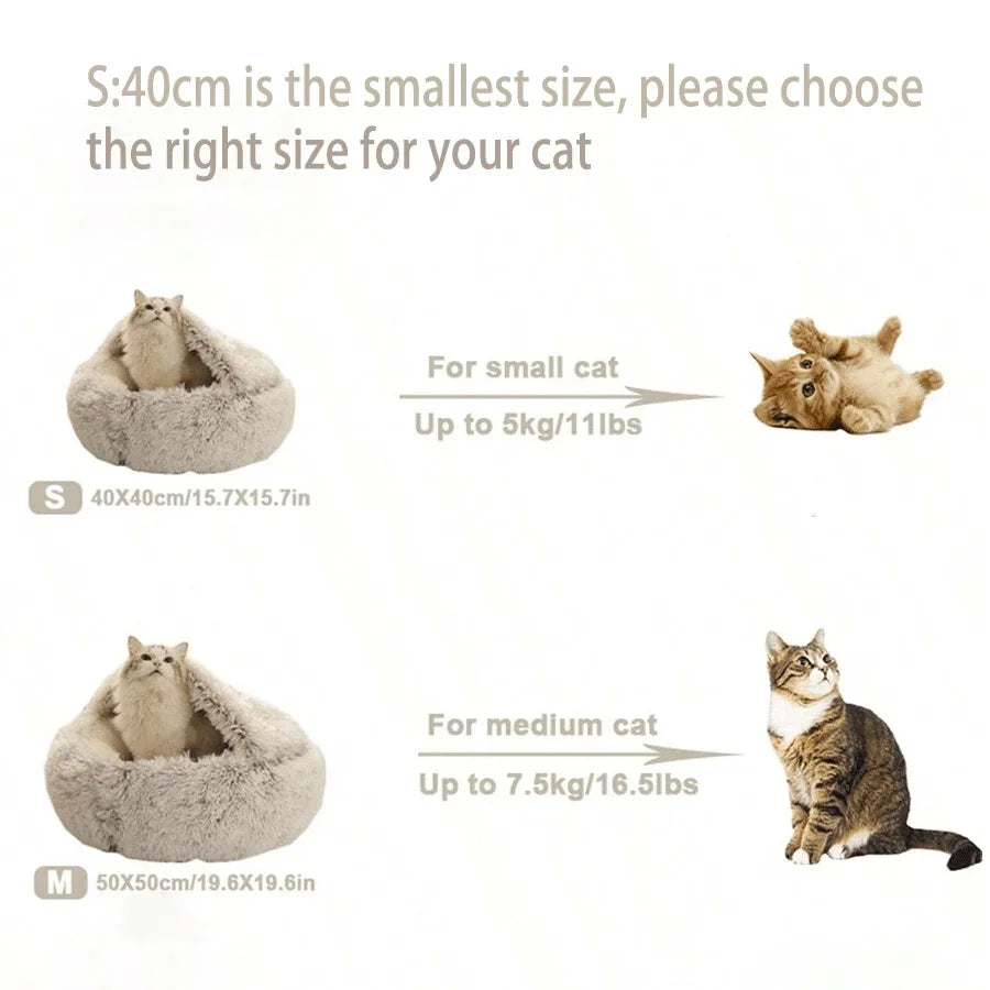 Soft Plush Pet Bed with Cover Round Cat Bed Mattress