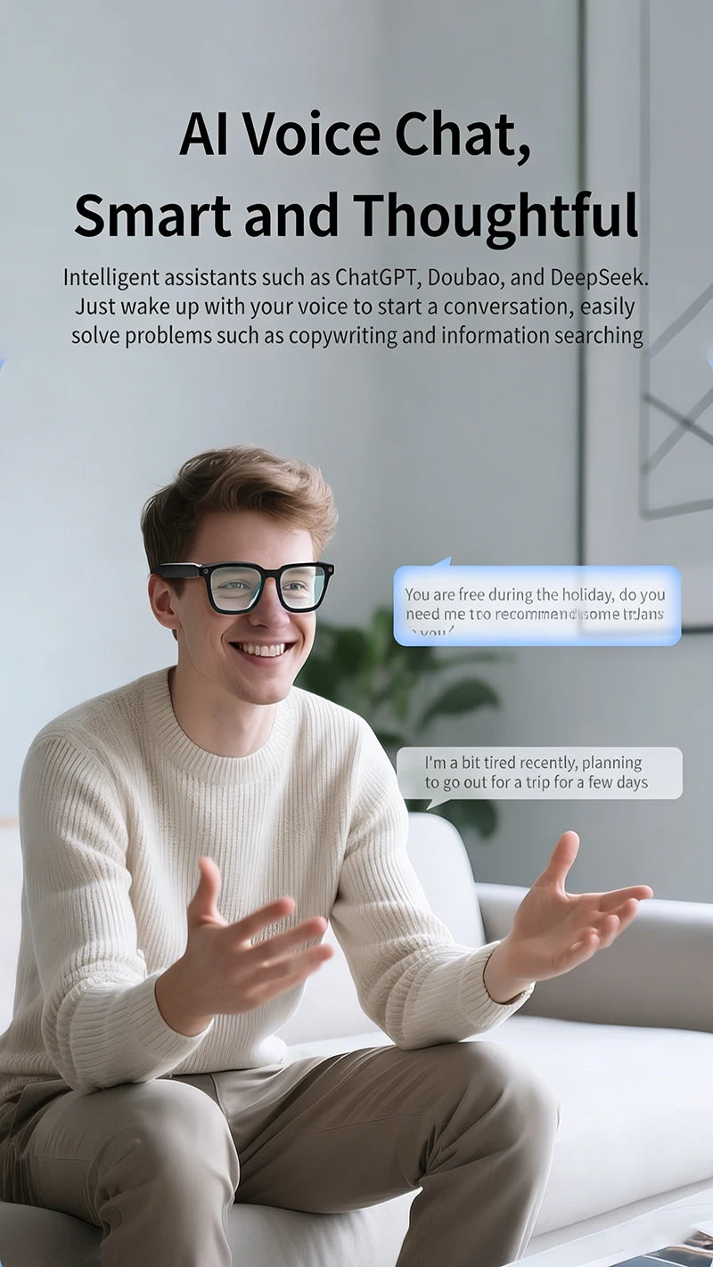 800W Camera AI Smart Glasses Men Translation Sunglasses