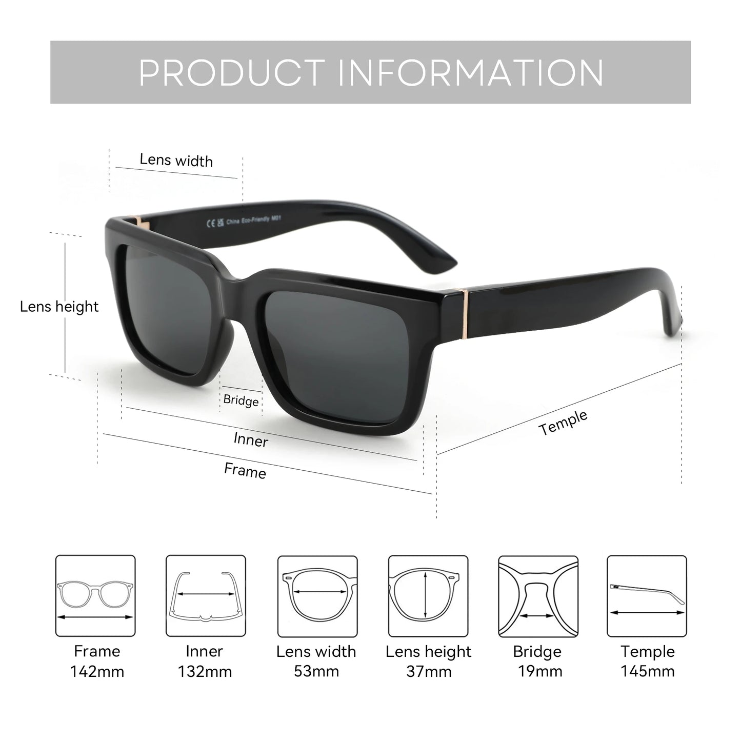New Fashion Square Polarized Sunglasses Women Men