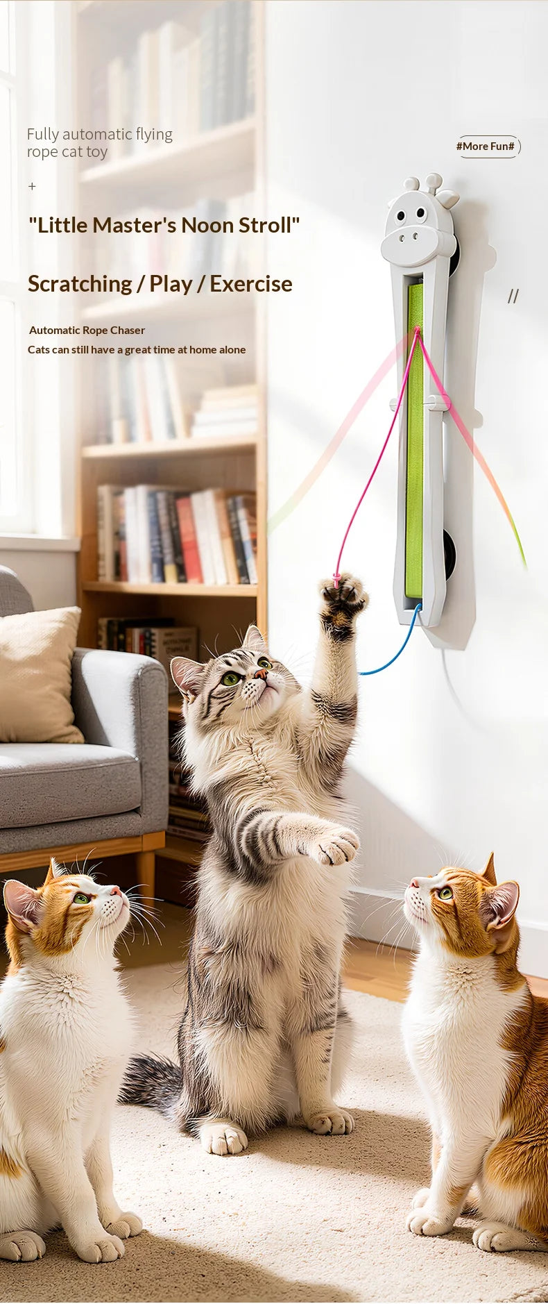 Automatic Interactive Cat Toy Wall Mounted Cat Teaser Wand