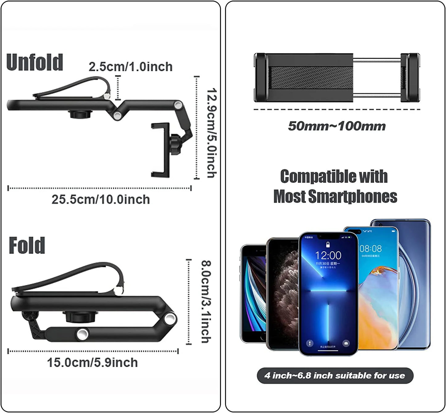 Sun Visor Phone Holder for Car Multifunctional 360° Rotating