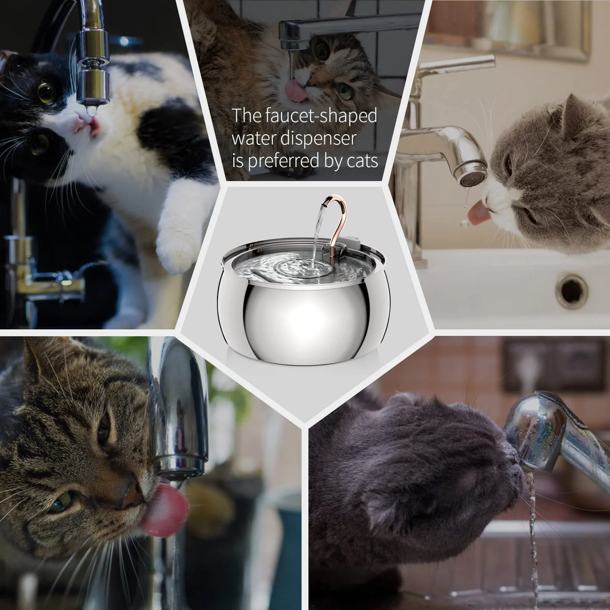 304 Stainless Steel Pet Water Fountain 4L/135 Oz with Faucet