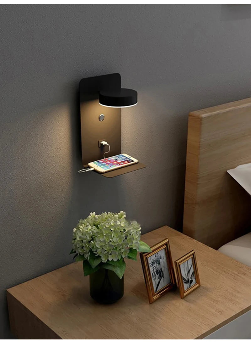 Bedroom Led Wall Lamps with USB Charge Wall Light