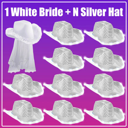 LED Cowboy Hats Wedding Hats Bulk Light up Cowboy Hats