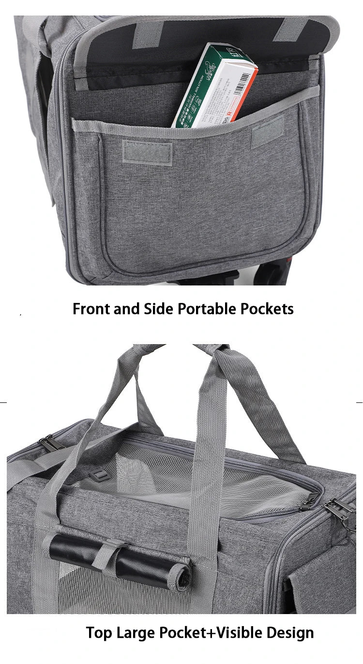 Pet Carrier with Wheels for Dogs Rolling Pet Carrier