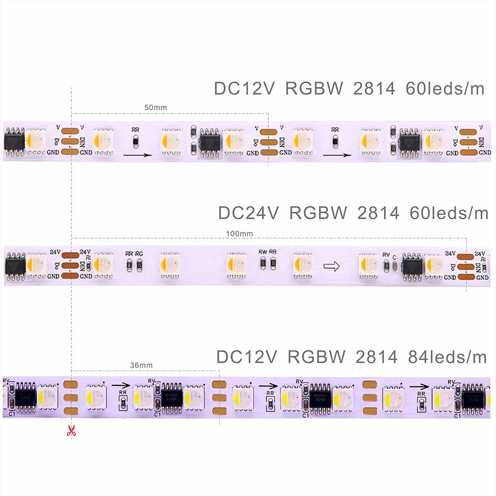 12V 24V WS2814 RGBWW RGBCW Led Strip Light 4in1 Similar