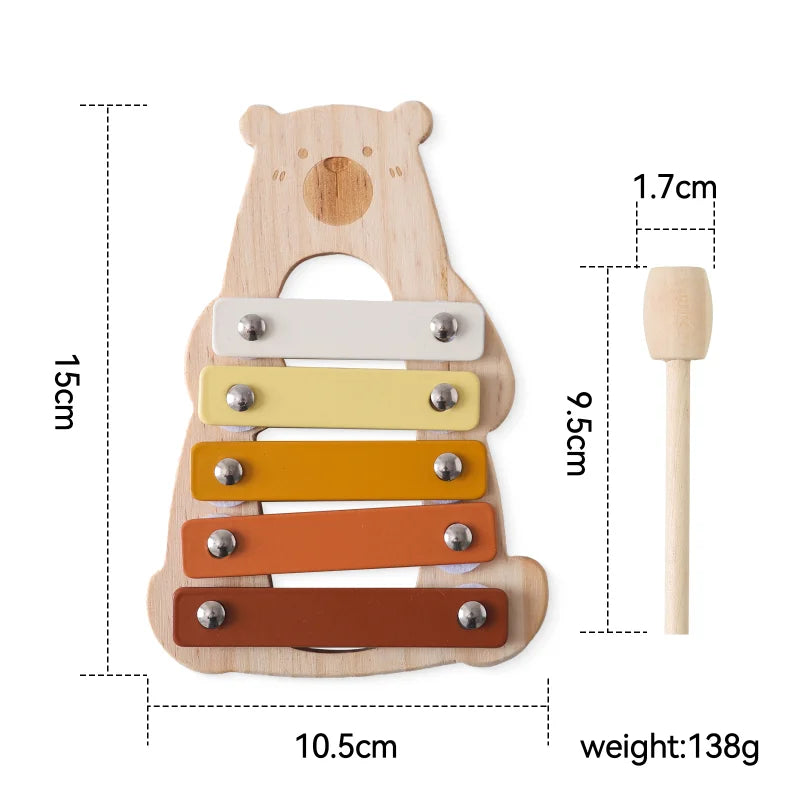 Montessori Wooden Toy Multicolor Xylophone Bell Beads