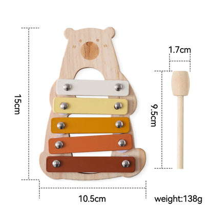 Montessori Wooden Toy Multicolor Xylophone Bell Beads