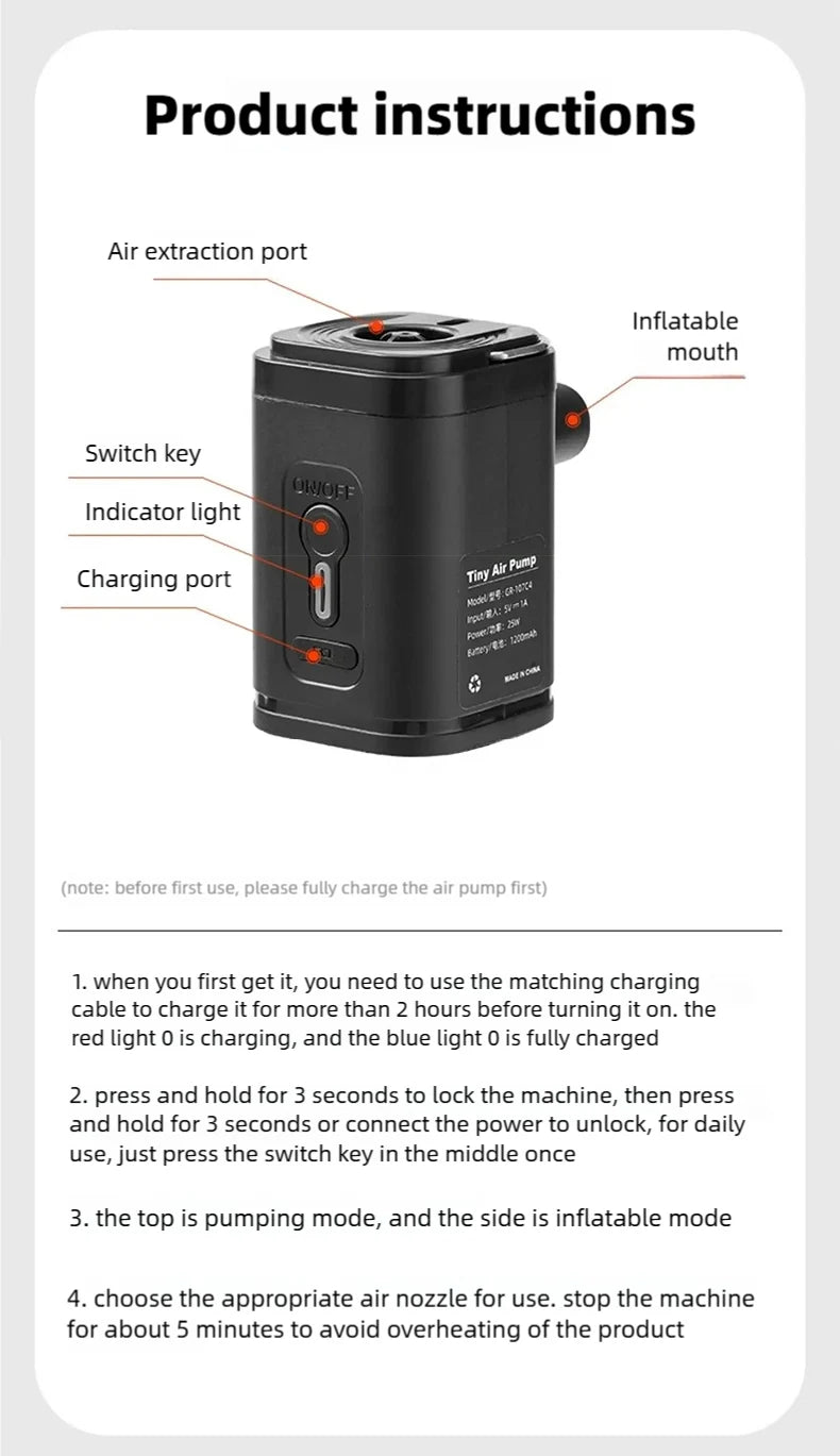 YIJU Wireless Inflation Pump Portable Outdoor Air Pump