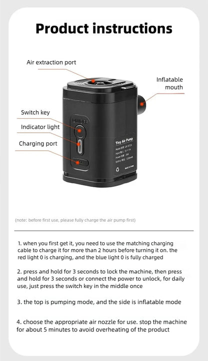 YIJU Wireless Inflation Pump Portable Outdoor Air Pump