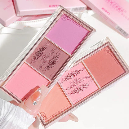 Three color blush tray rouge makeup