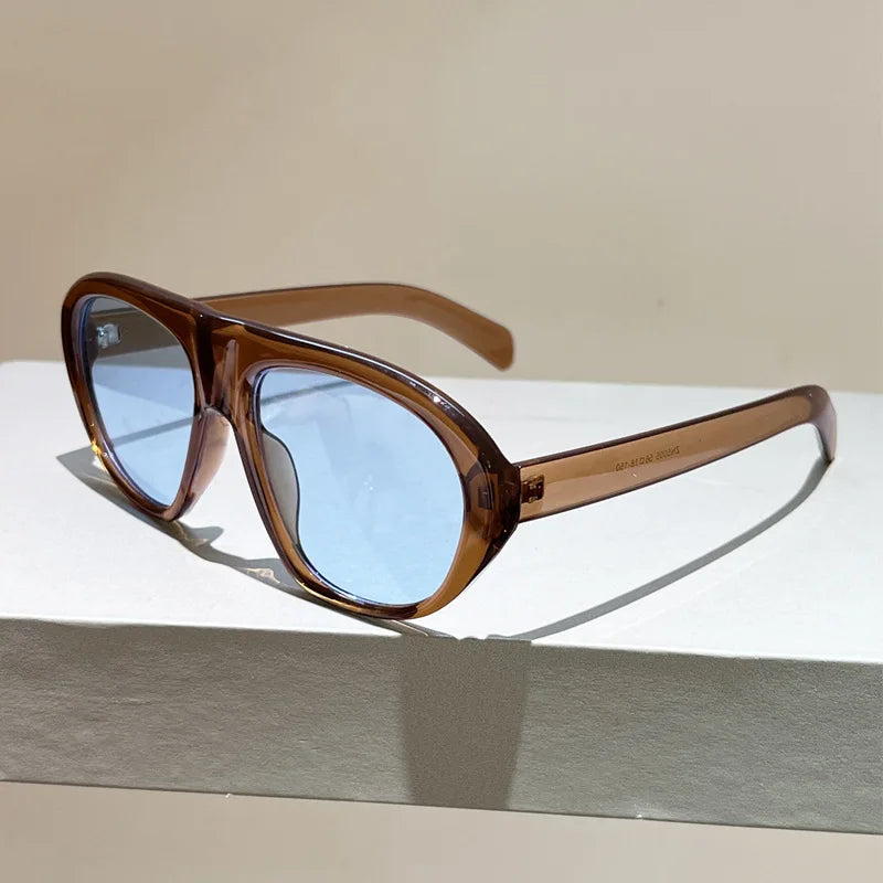 new fashion leopard gradient oval sunglasses for women