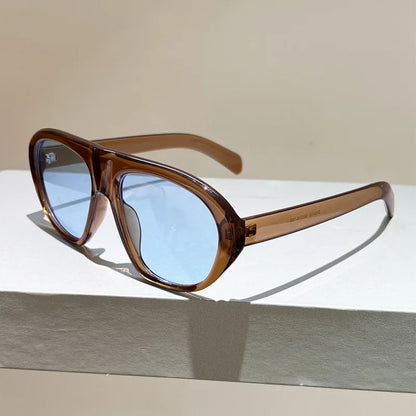 new fashion leopard gradient oval sunglasses for women