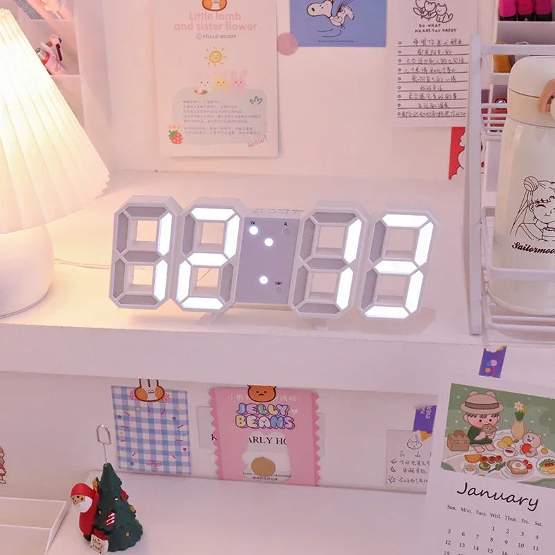 LED Digital Alarm Clock Wall Hanging With 3D Display