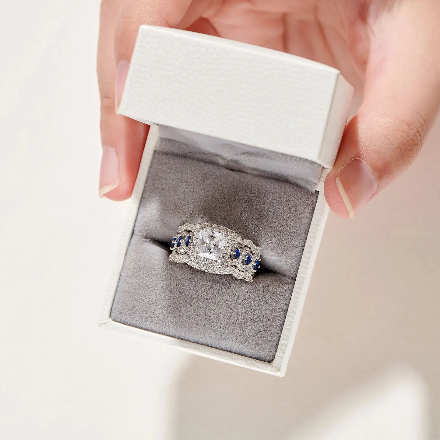 Wedding Rings Set for Women 925 Silver 2.6Ct Princess