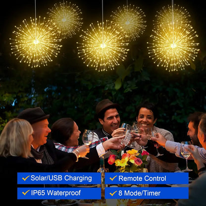 Solar Hanging Solar Outdoor Fireworks Light Solar 450 LED Starburst Ball