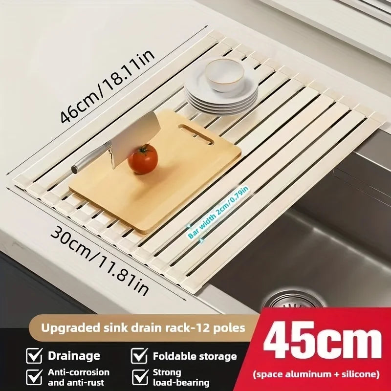 Foldable Heavy Duty Roll-Up Dish Drainer - Space Saving